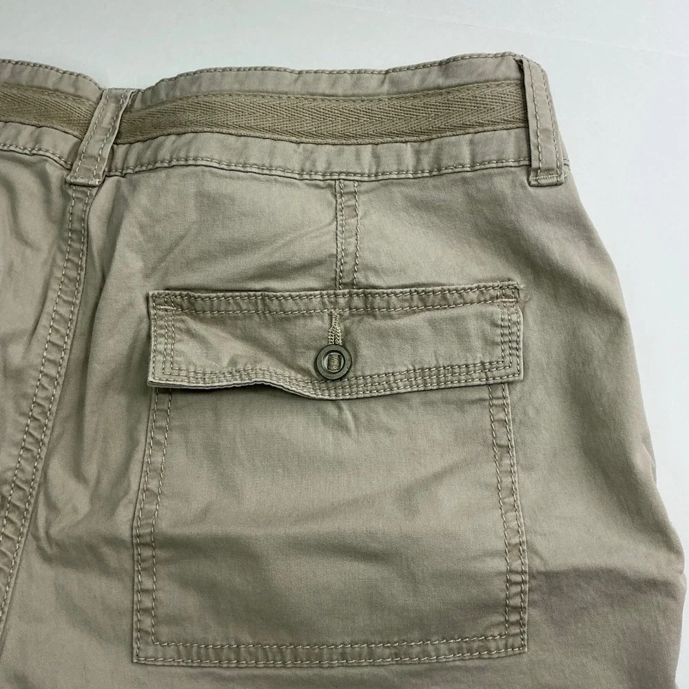 Sonoma Khaki Utility Cargo Shorts Womens 10 Tan Drawstring Cotton Blend
